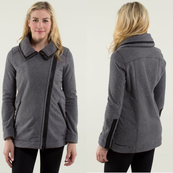 lululemon athletica Jackets & Blazers - Lululemon Moto Jacket Size 4 Black / Ambient Grey